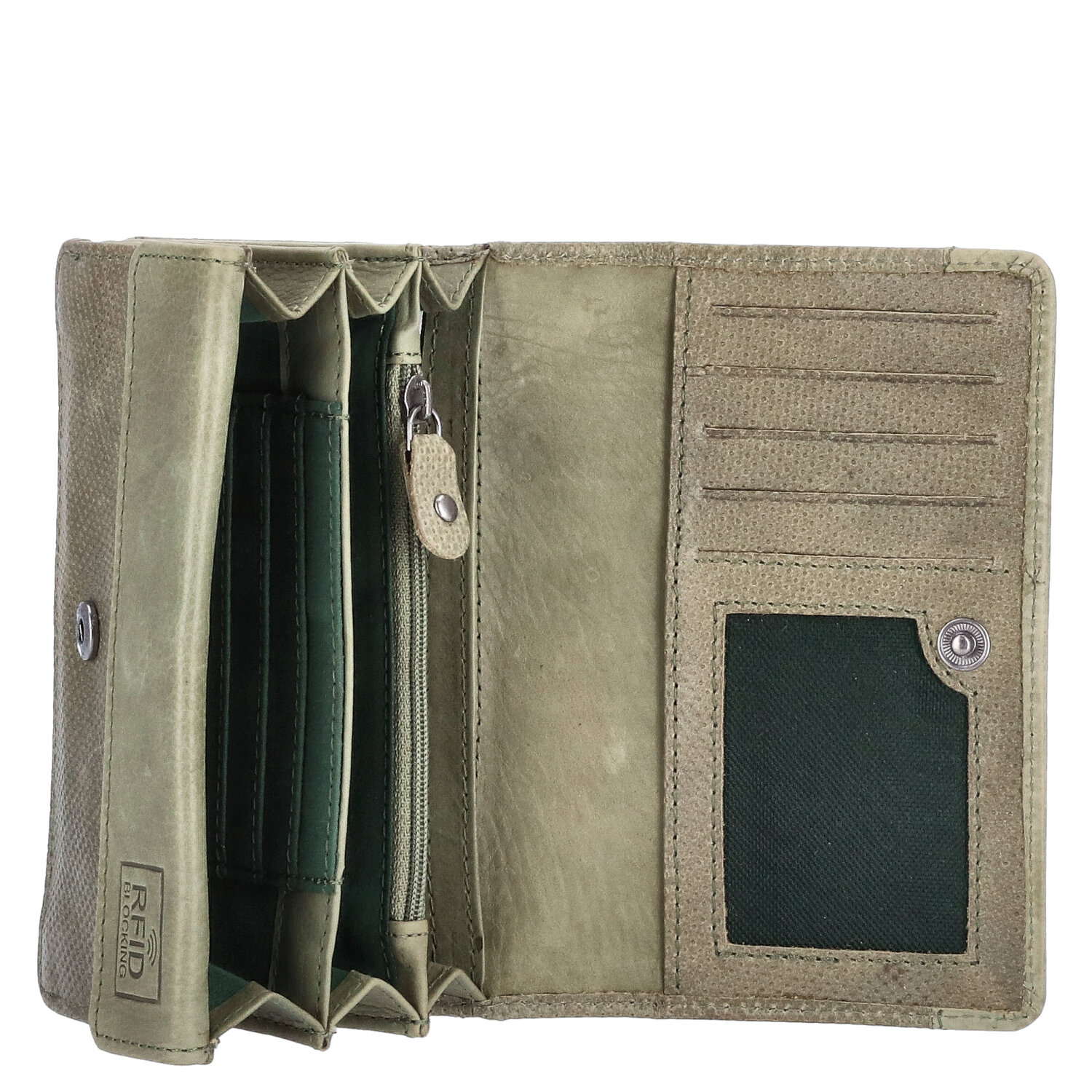 The Skandinavian Brand Damen Leder Geldbörse Quer - Green Abbildung 4